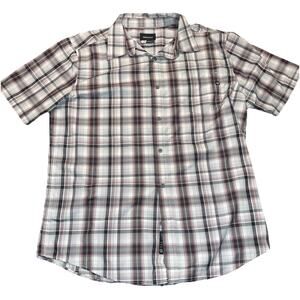 Marmot Shirt Mens L Maroon Black Plaid Performance Button Up Lightweight Hiking
